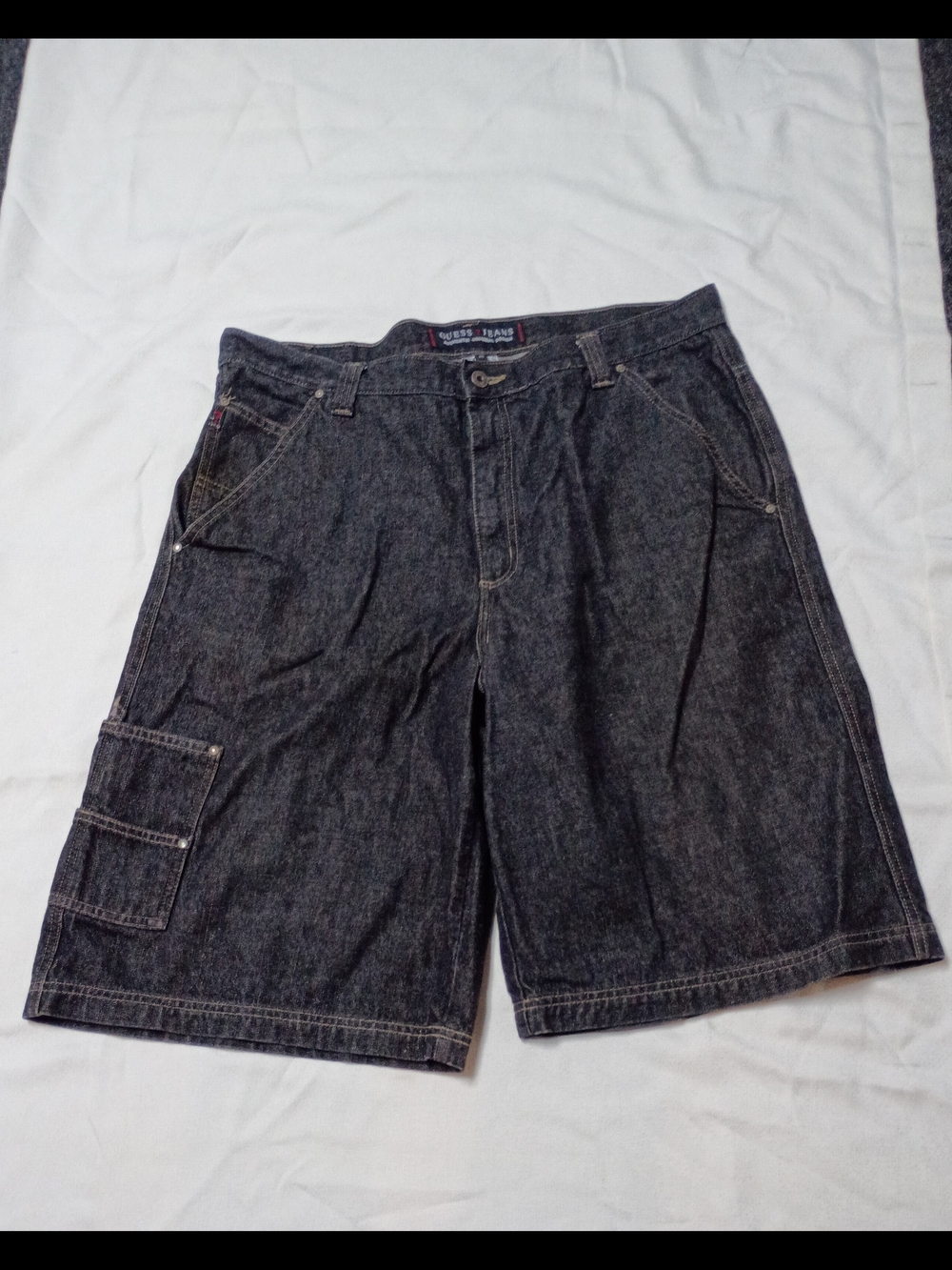 Vintage Guess Men’s Black Denim Cargo Shorts